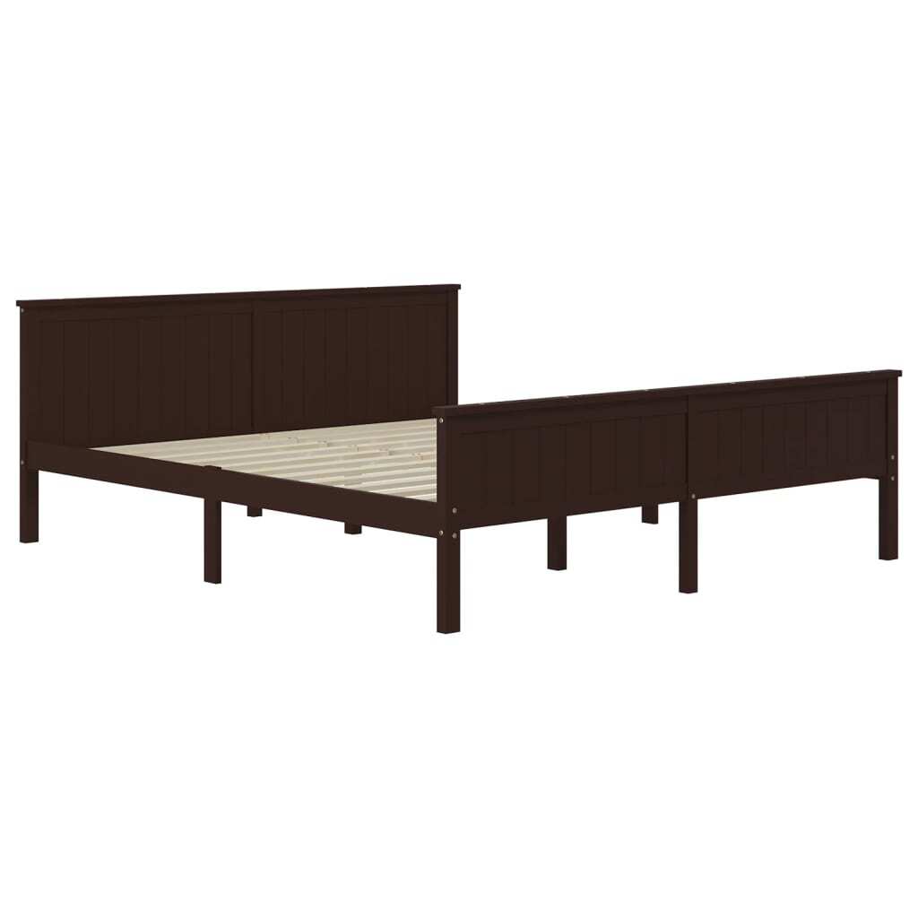 Bed Frame Dark Brown Solid Wood Pine 180x200 cm Super King