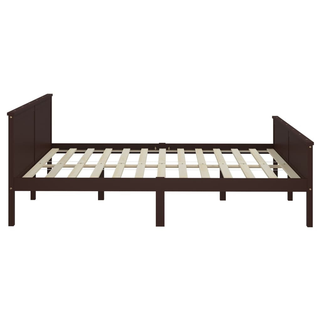 Bed Frame Dark Brown Solid Wood Pine 180x200 cm Super King