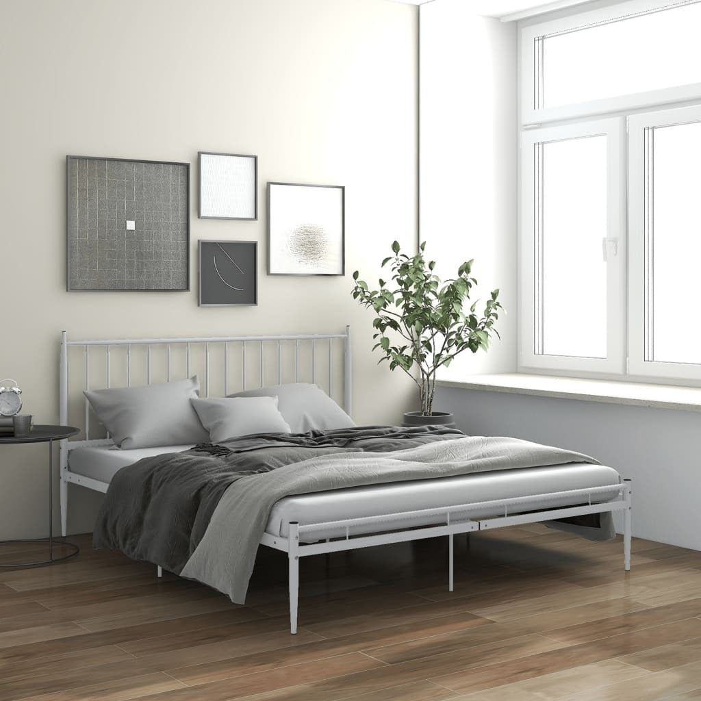 Bed Frame White Metal 200x200 cm
