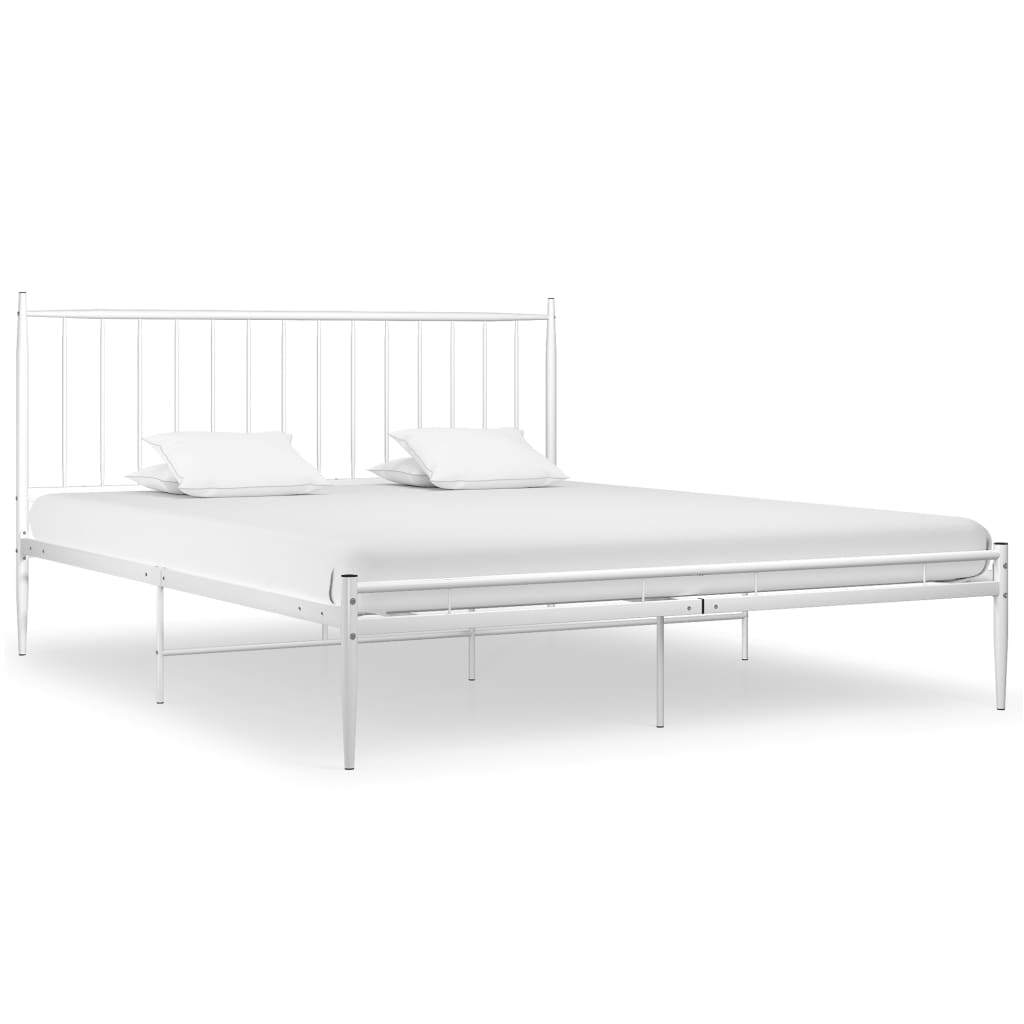 Bed Frame White Metal 200x200 cm