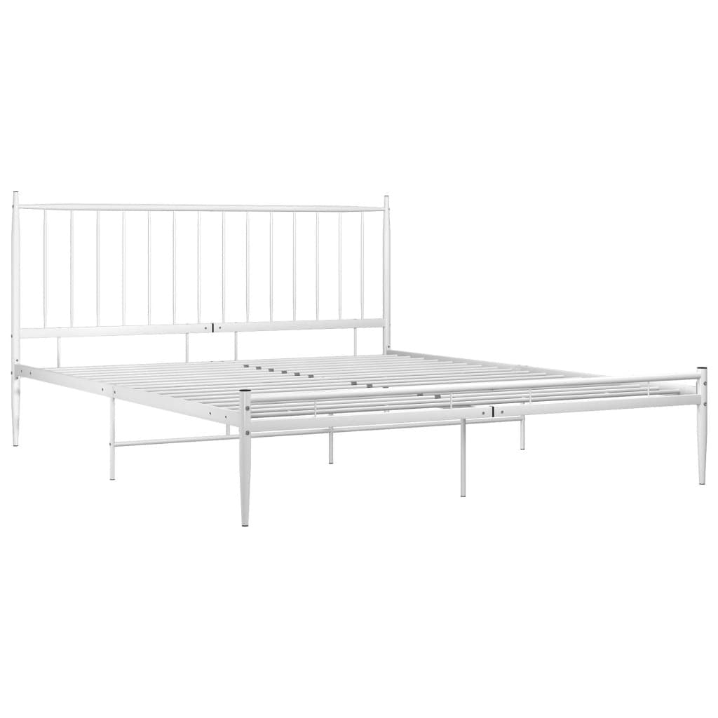 Bed Frame White Metal 200x200 cm