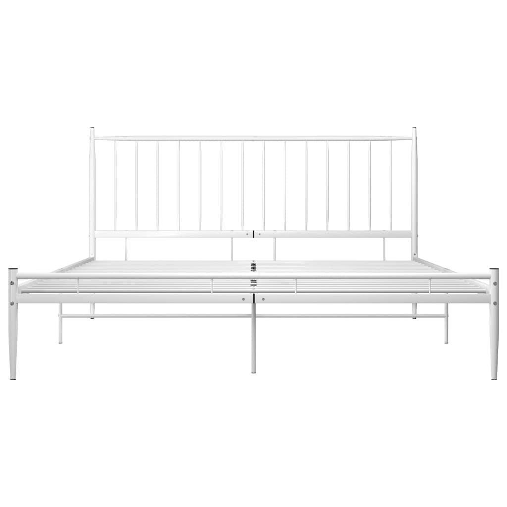 Bed Frame White Metal 200x200 cm