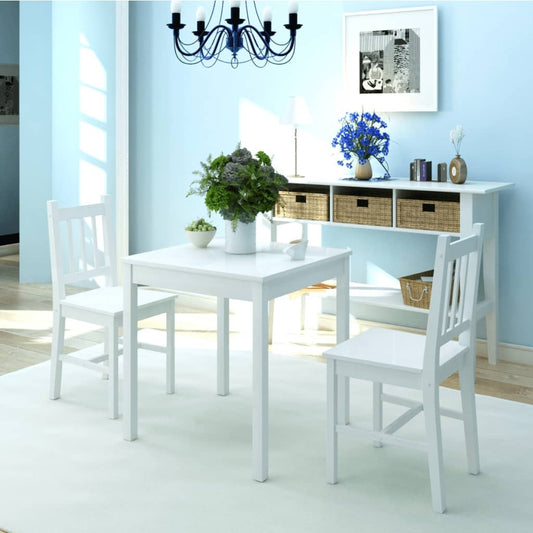 Three Piece Dining Set Pinewood White