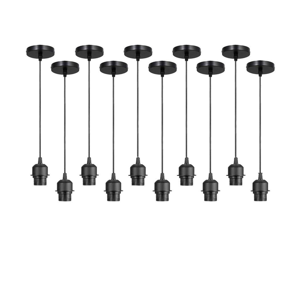 10 Pack Industrial Black Pendant Light, Lampshade Addable E27 Lamp Holder Light,