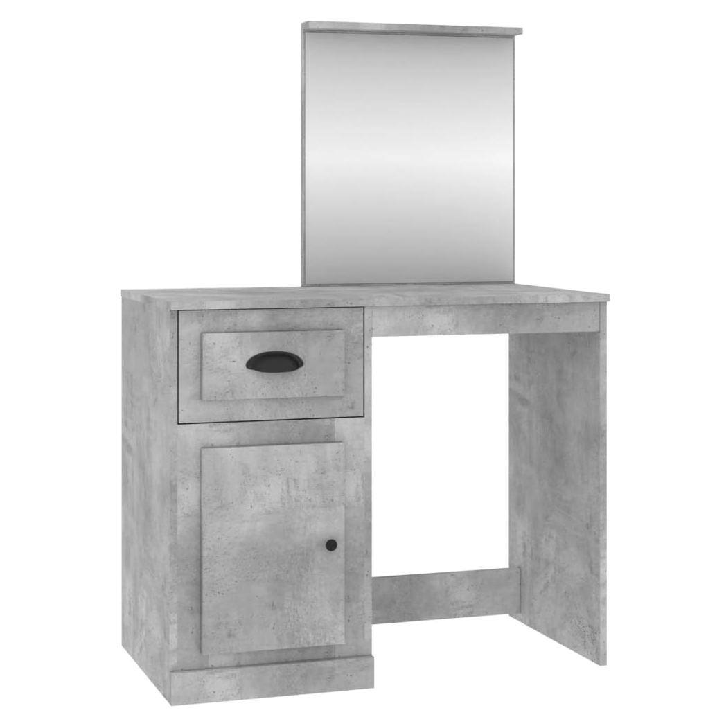 Dressing Table with Mirror Concrete Grey 90x50x132.5 cm Engineered Wood