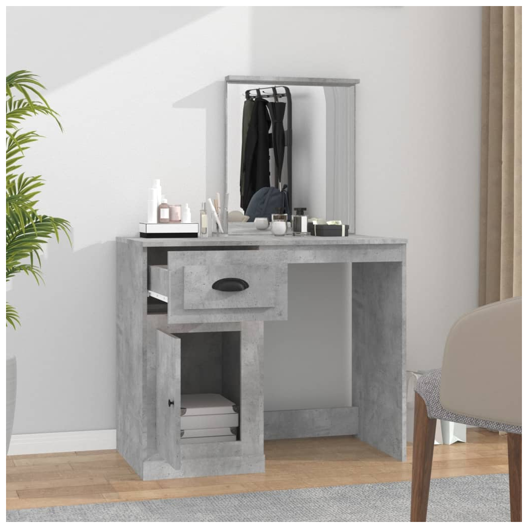Dressing Table with Mirror Concrete Grey 90x50x132.5 cm Engineered Wood