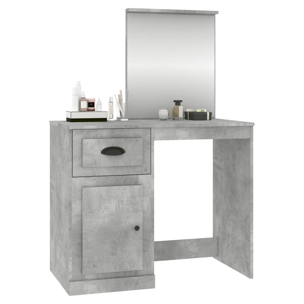 Dressing Table with Mirror Concrete Grey 90x50x132.5 cm Engineered Wood