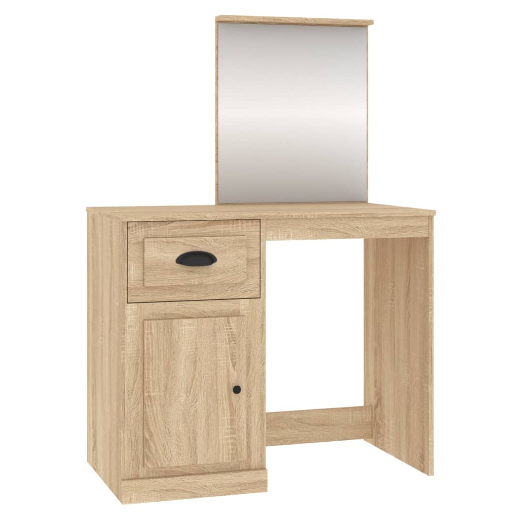 Dressing Table with Mirror Sonoma Oak 90x50x132.5 cm Engineered Wood