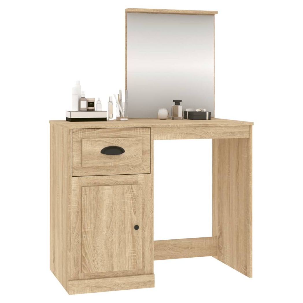 Dressing Table with Mirror Sonoma Oak 90x50x132.5 cm Engineered Wood