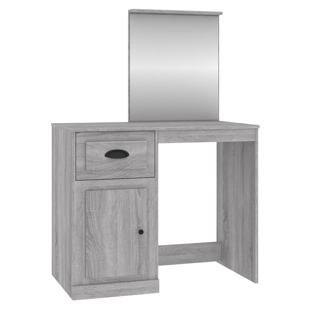 Dressing Table with Mirror Grey Sonona 90x50x132.5 cm Engineered Wood