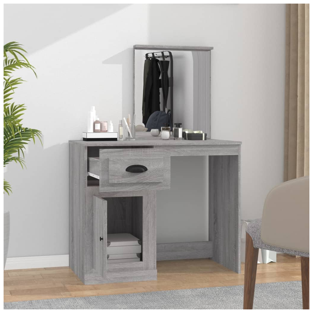 Dressing Table with Mirror Grey Sonona 90x50x132.5 cm Engineered Wood