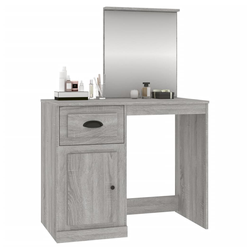Dressing Table with Mirror Grey Sonona 90x50x132.5 cm Engineered Wood