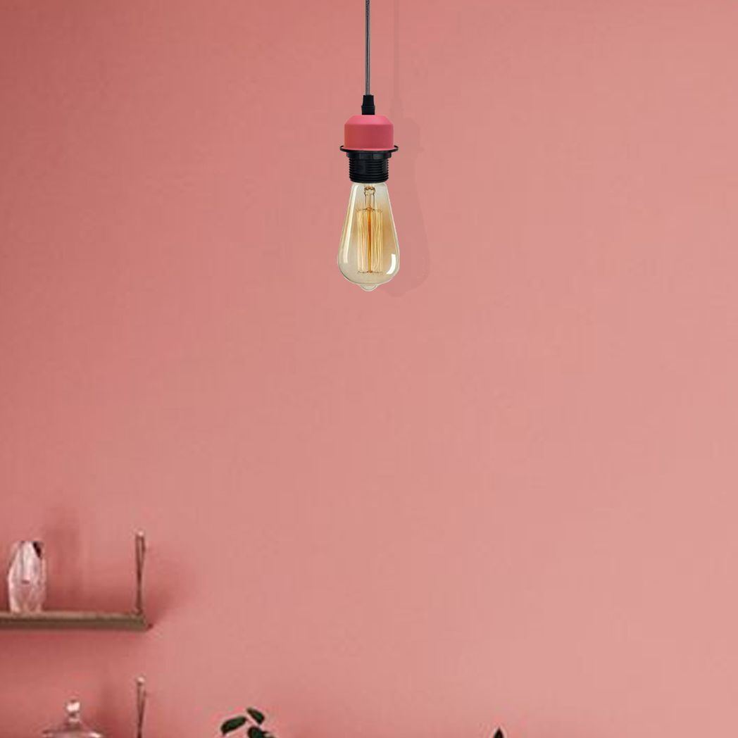 5 Pack Industrial Pink Pendant Light, Lampshade Addable E27 Lamp Holder Light, E27 UK Holder Fitting Set With PVC Cable.