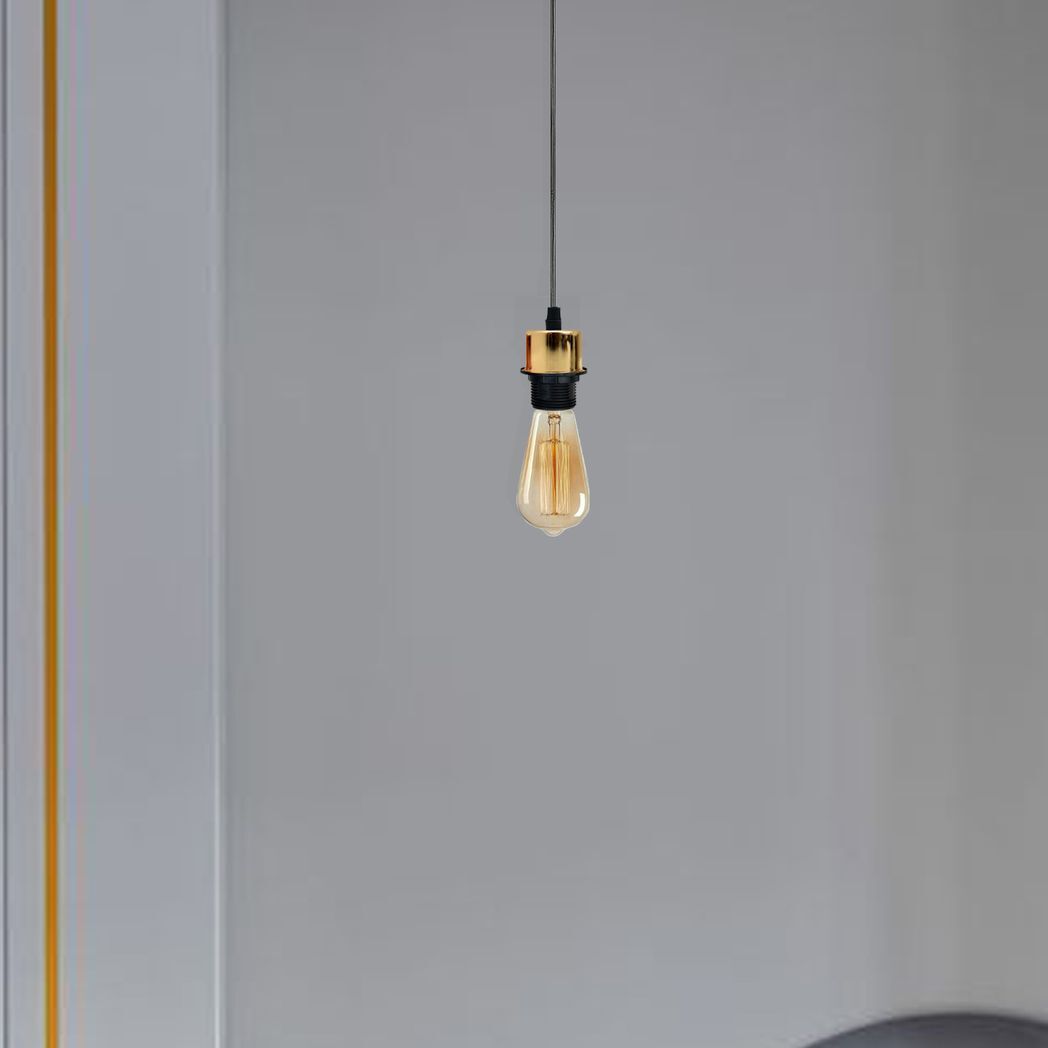 5 Pack Industrial French Gold Pendant Light, Lampshade Addable E27 Lamp Holder Light, E27 UK Holder Set With PVC Cable.