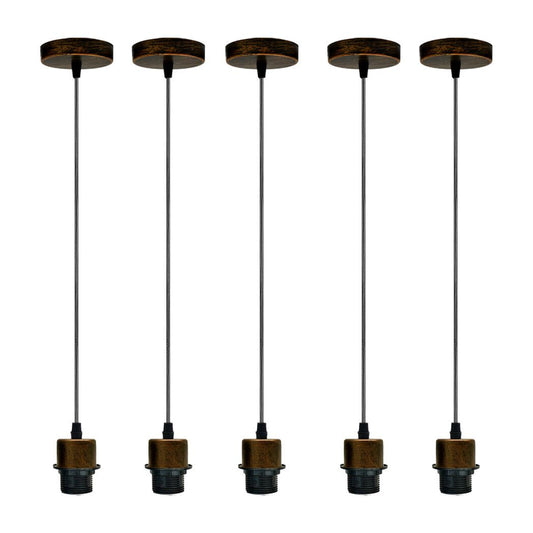 5 Pack Industrial Brushed Copper Pendant Light, Lampshade Addable E27 Lamp Holder