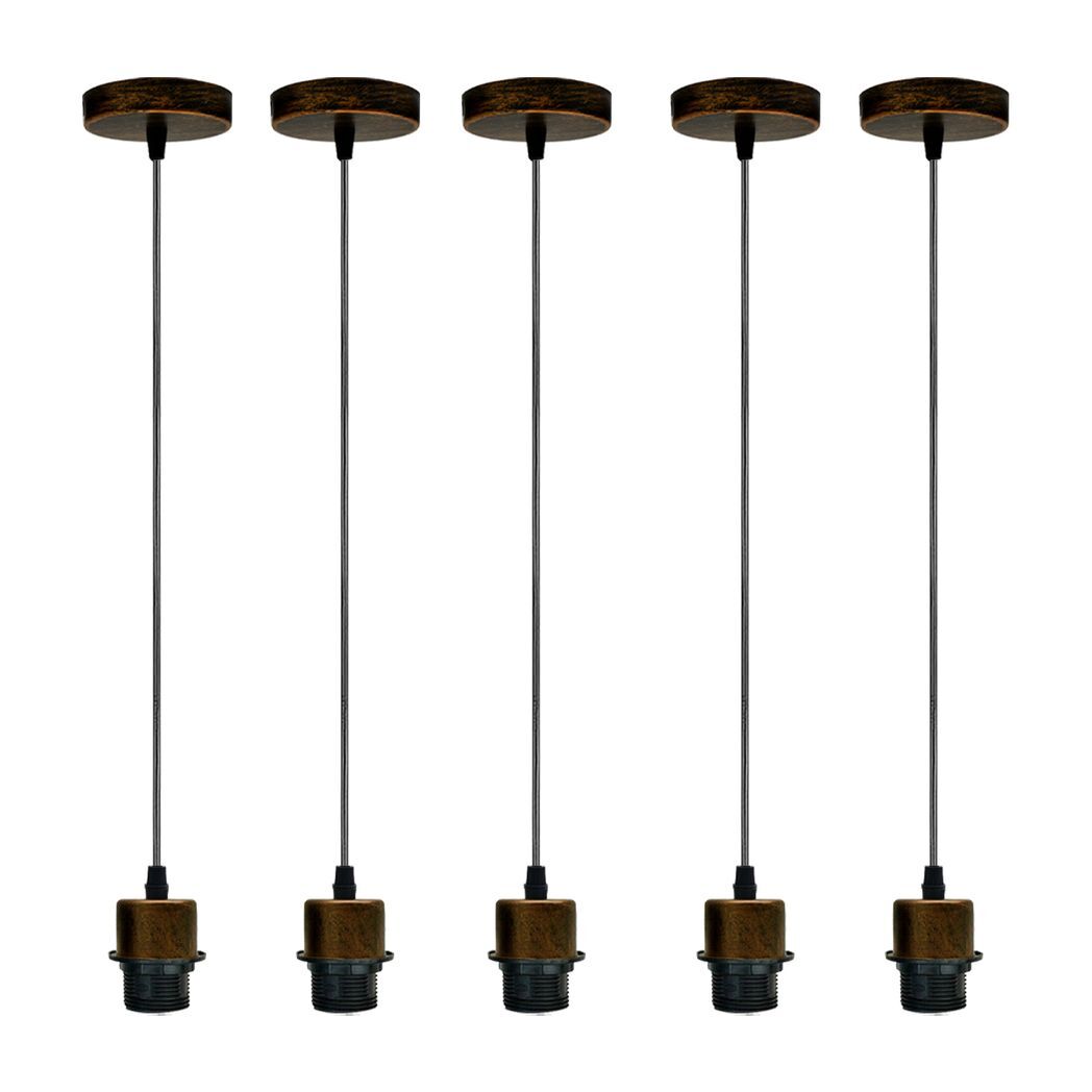 5 Pack Industrial Brushed Copper Pendant Light, Lampshade Addable E27 Lamp Holder