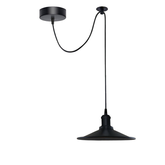 Black Vintage 1 Head Cone shaped shade Ceiling Pendant Light Fitting with Adjustable Cord Hanging Light Fixture