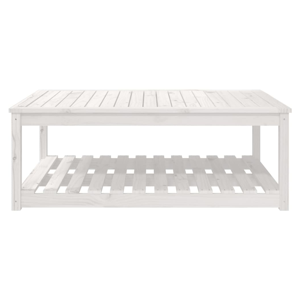 Garden Table White 121x82.5x45 cm Solid Wood Pine
