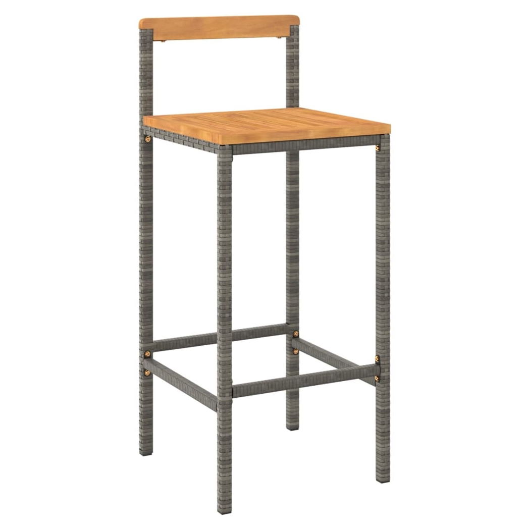 5 Piece Garden Bar Set Grey Poly Rattan&Solid Wood Acacia