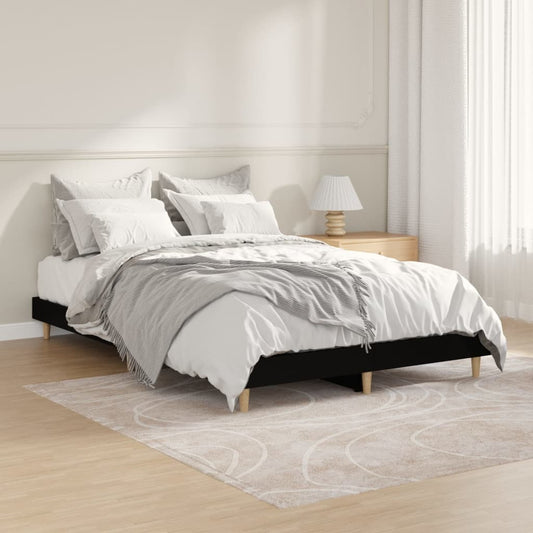 Bed Frame Black 120x190 cm Small Double Engineered Wood