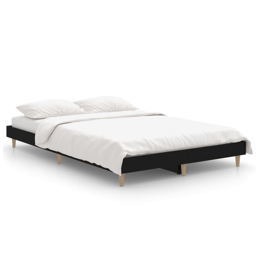 Bed Frame Black 120x190 cm Small Double Engineered Wood