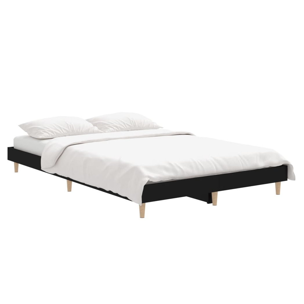 Bed Frame Black 120x190 cm Small Double Engineered Wood