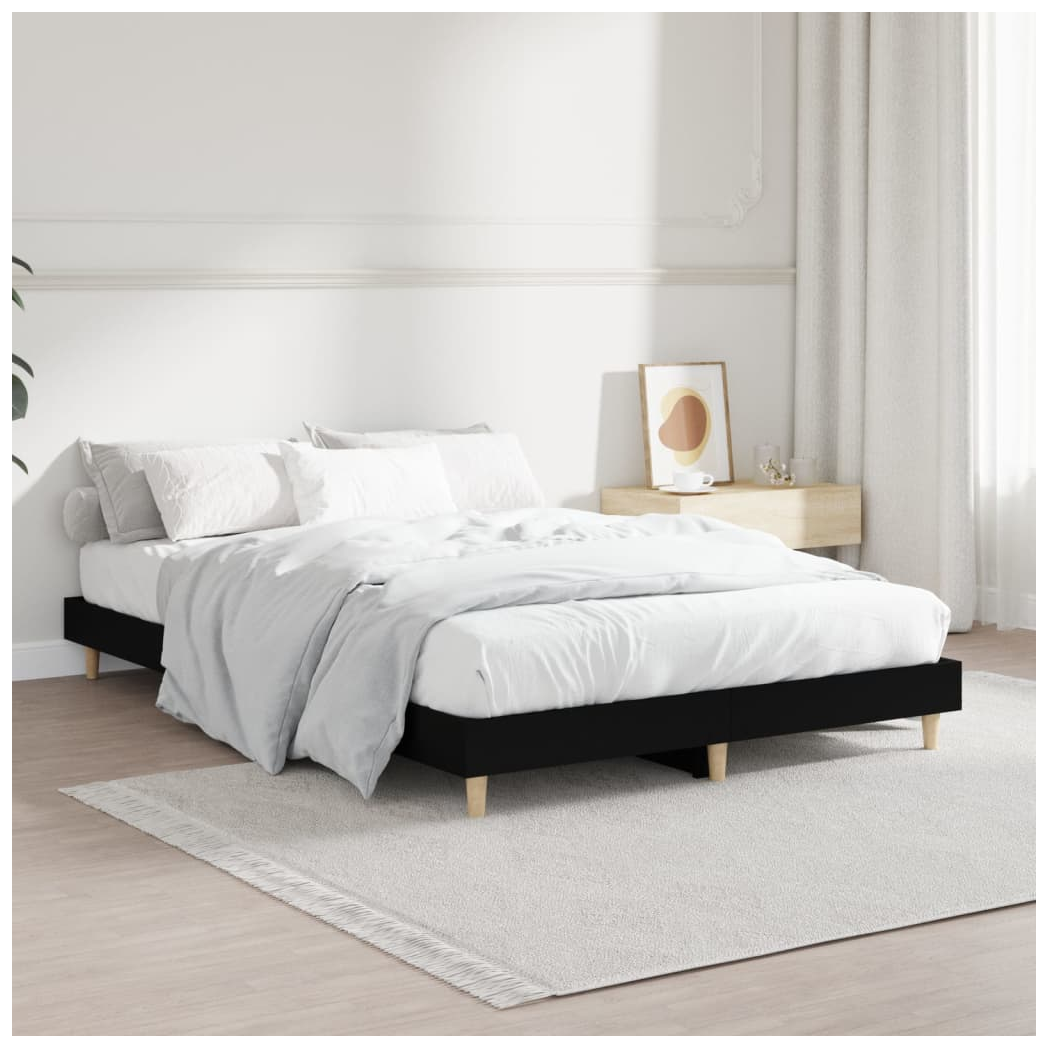 Bed Frame Black 120x190 cm Small Double Engineered Wood