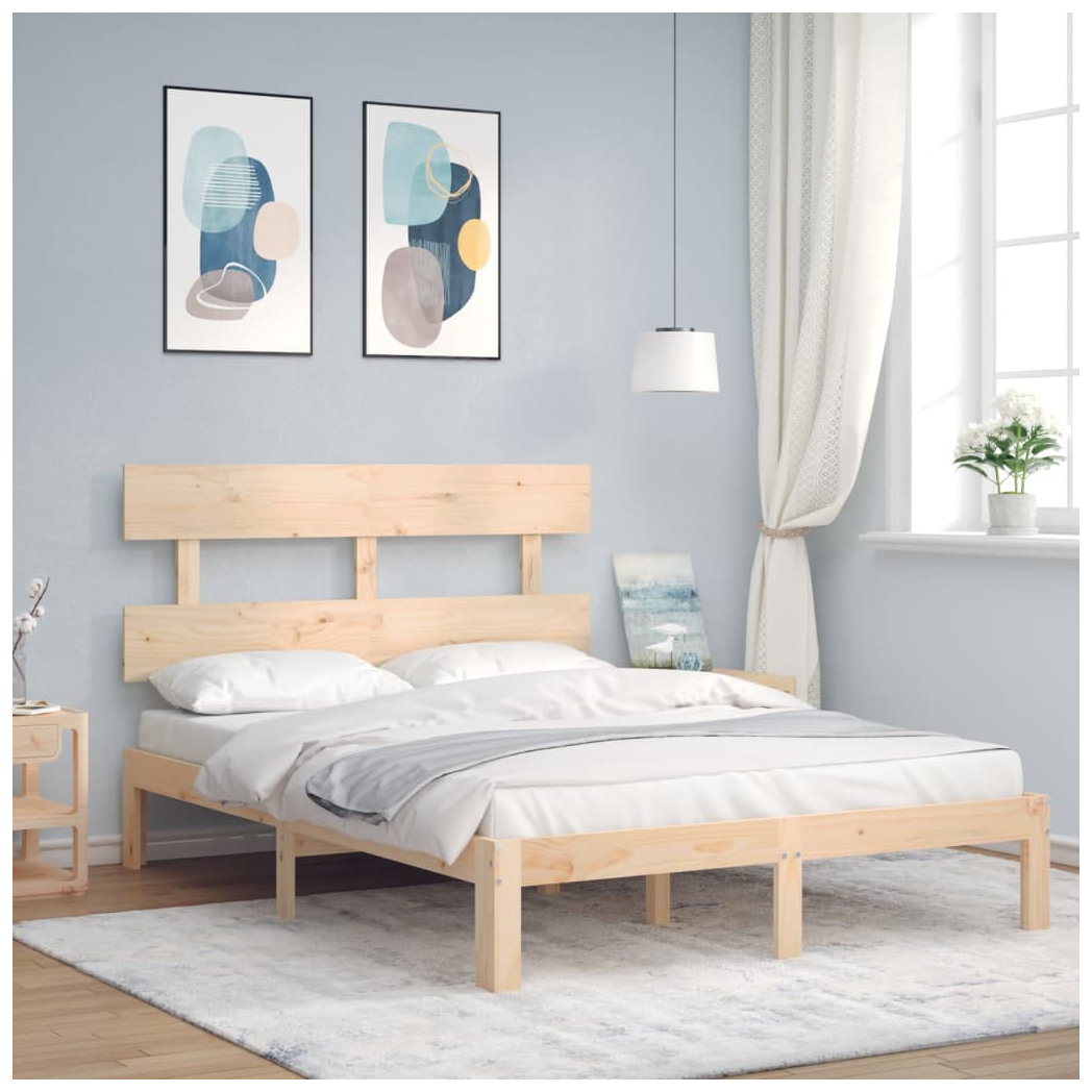 Bed Frame with Headboard 140x200 cm Solid Wood