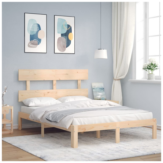 Bed Frame with Headboard 140x200 cm Solid Wood