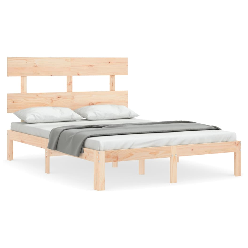 Bed Frame with Headboard 140x200 cm Solid Wood