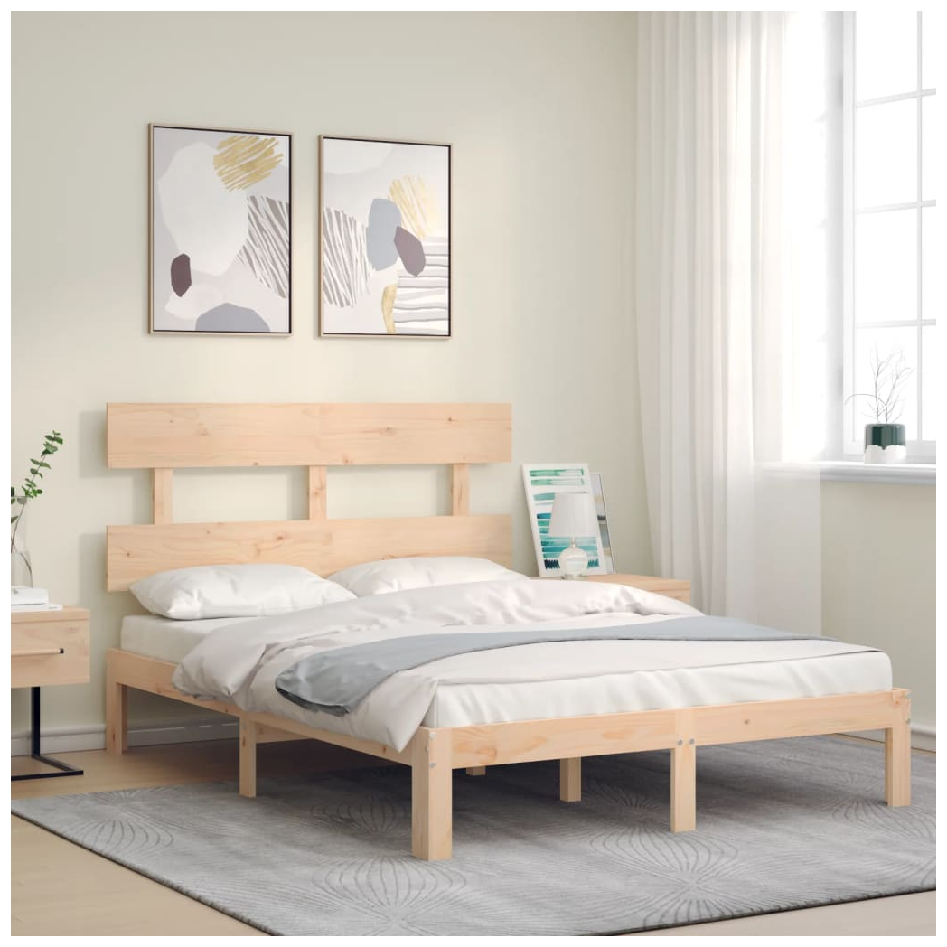 Bed Frame with Headboard 140x200 cm Solid Wood