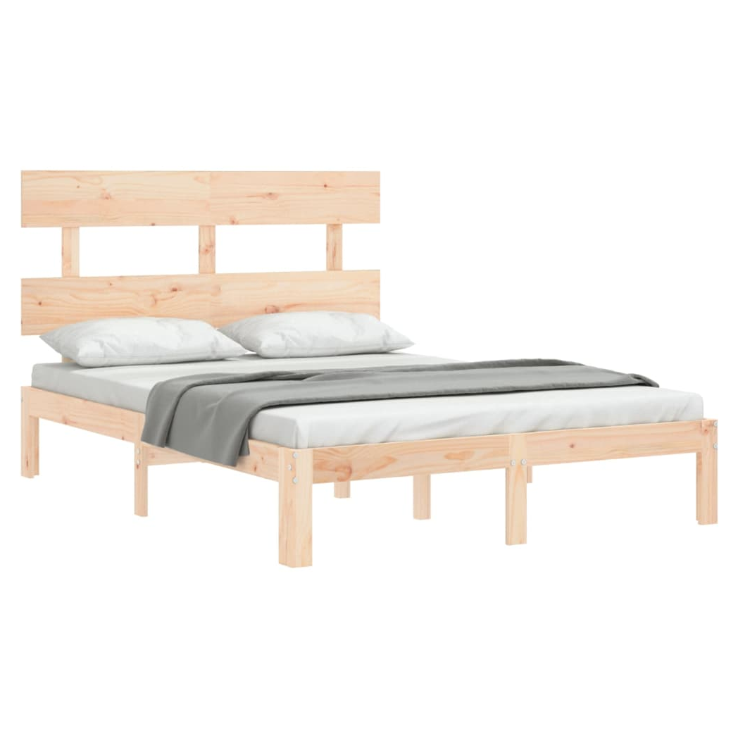 Bed Frame with Headboard 140x200 cm Solid Wood