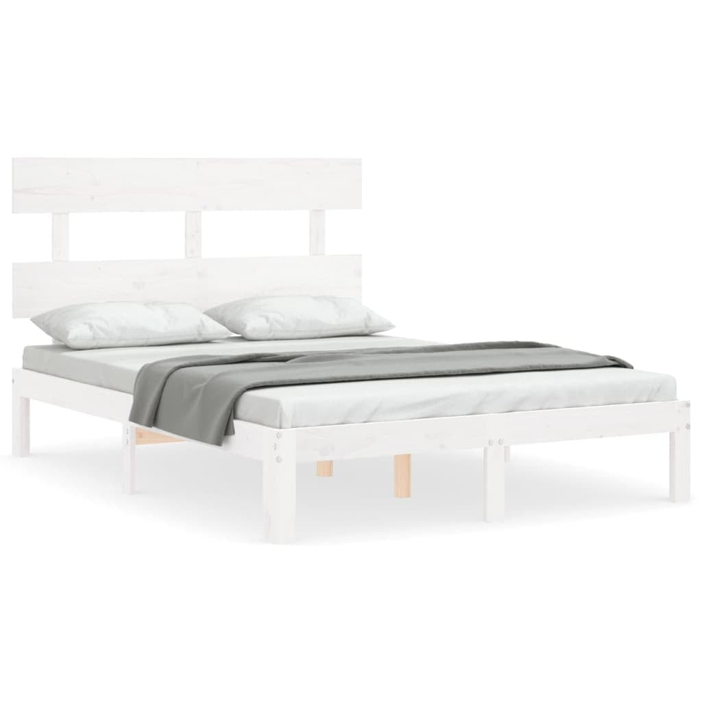 Bed Frame with Headboard White 120x200 cm Solid Wood