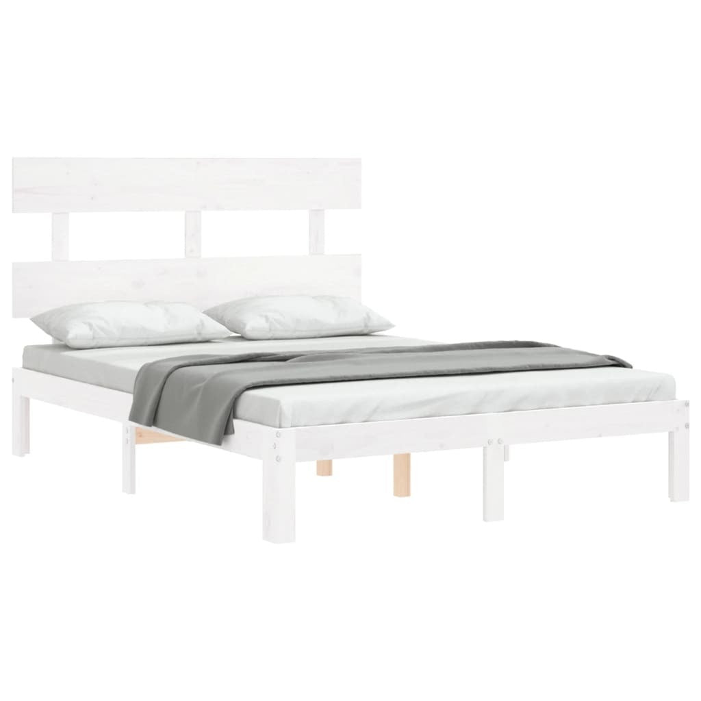 Bed Frame with Headboard White 120x200 cm Solid Wood