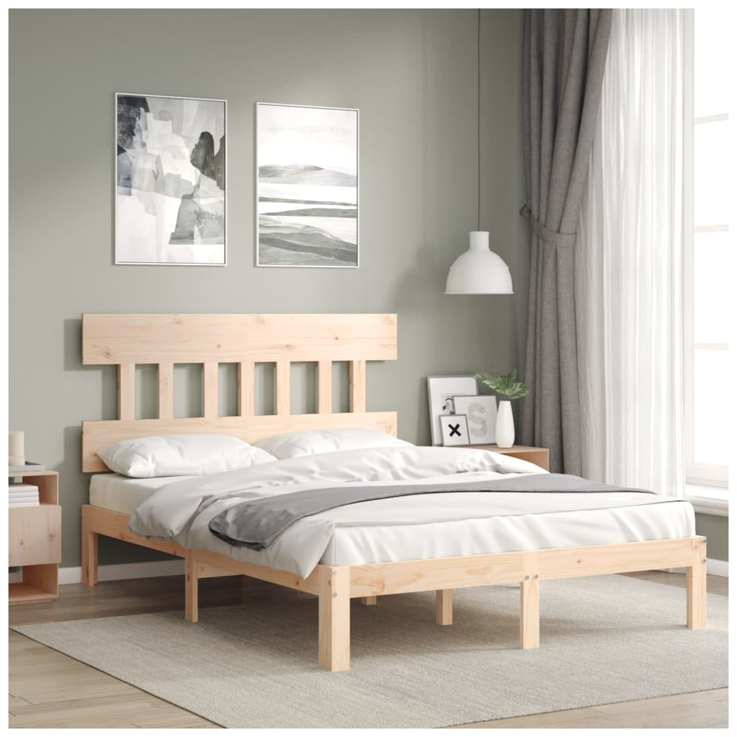 Bed Frame with Headboard 120x200 cm Solid Wood