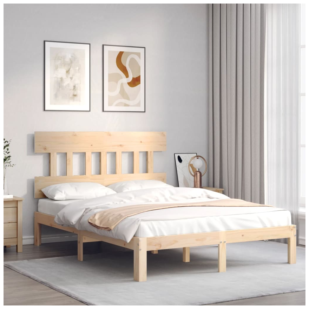 Bed Frame with Headboard 120x200 cm Solid Wood