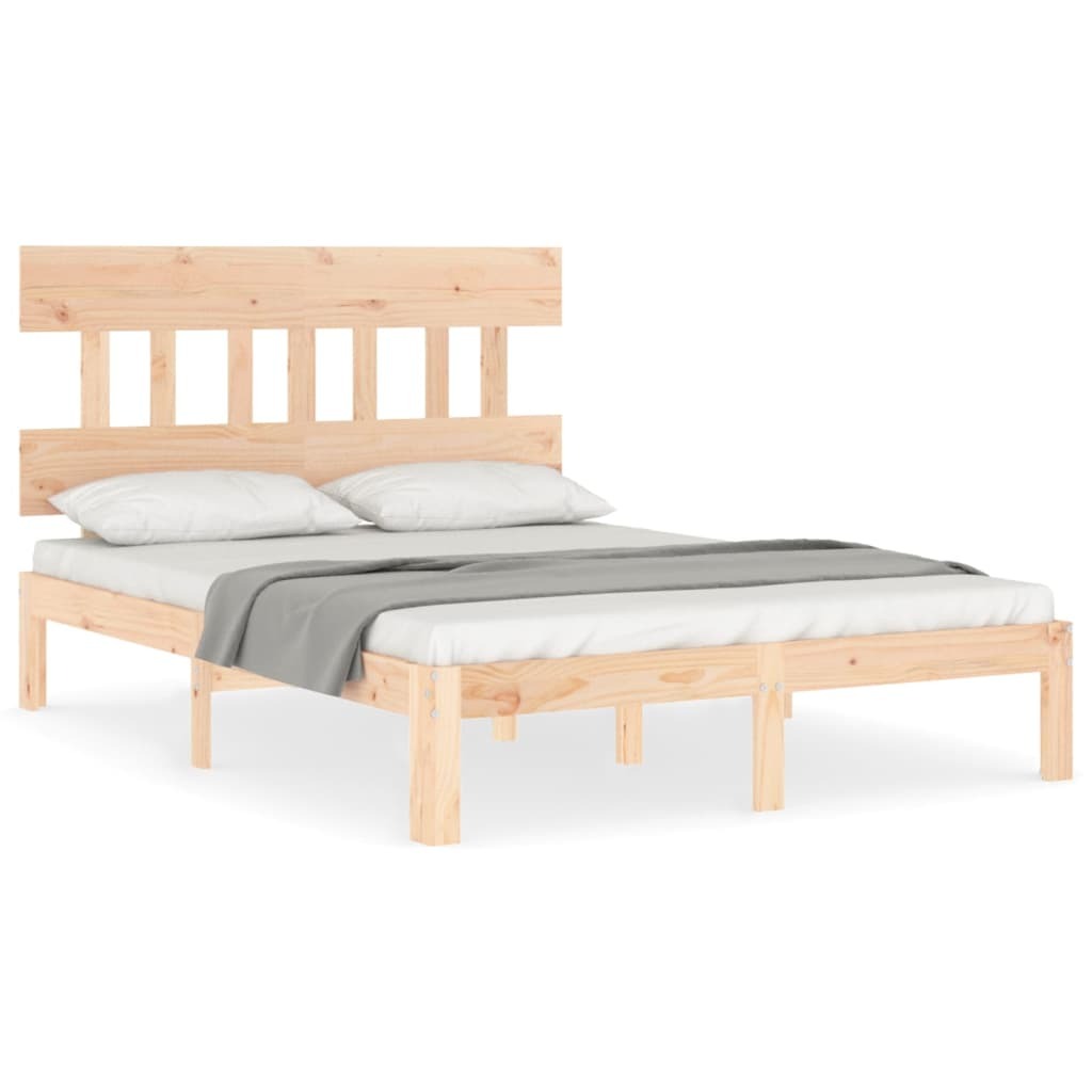 Bed Frame with Headboard Double Solid Wood