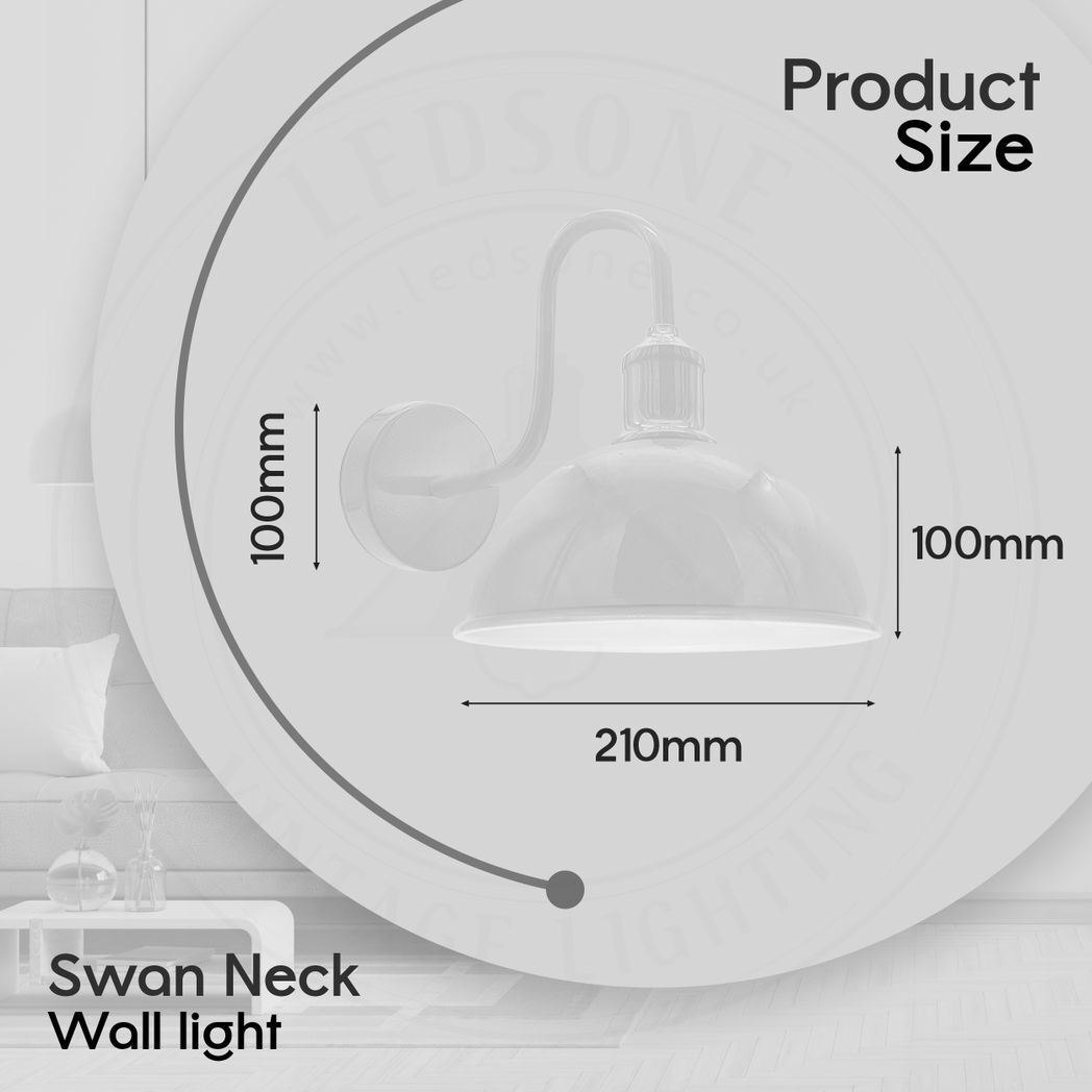 Modern Industrial 2 Pack Swan Neck Metal Arm E27 Sconce Wall Light Set Fixture for Living Room Dining Room Kitchen.