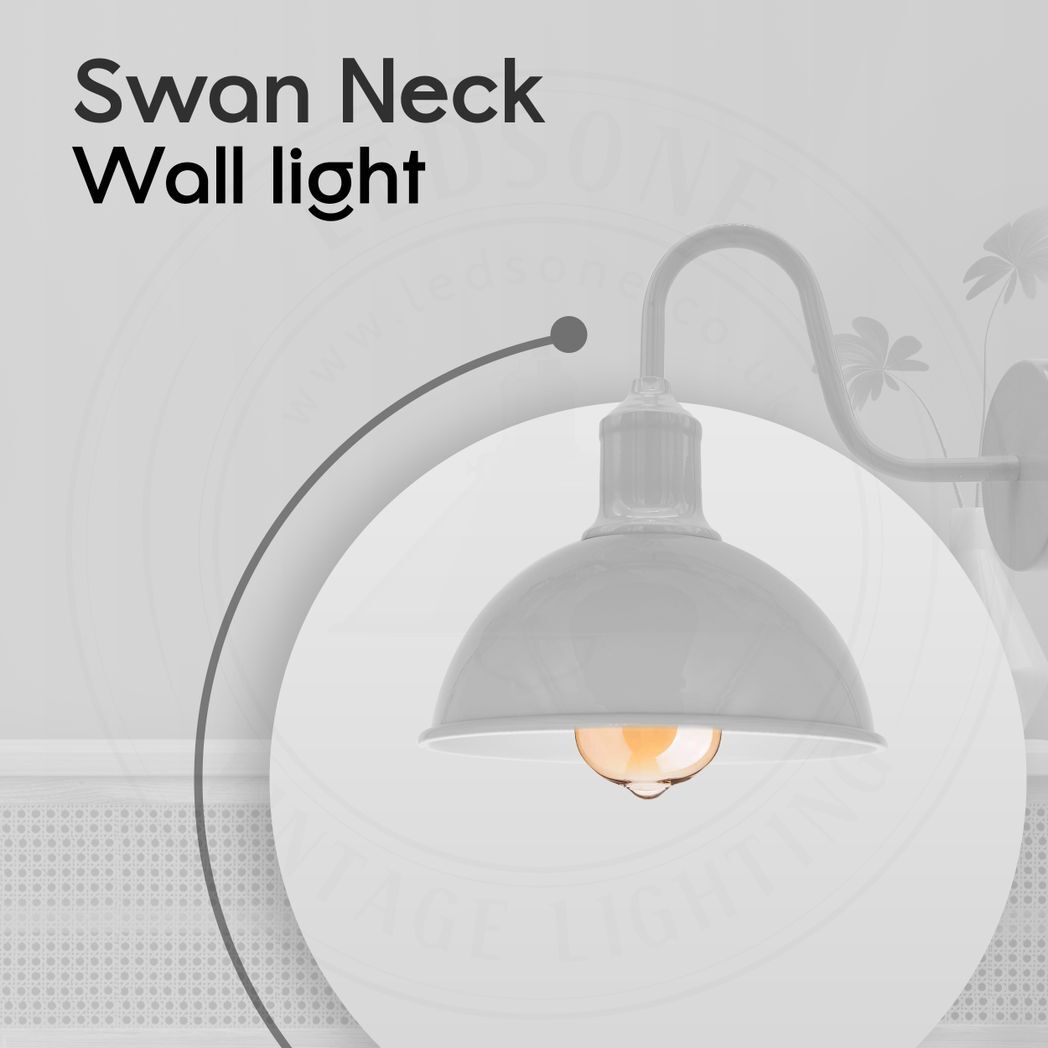 Modern Industrial 2 Pack Swan Neck Metal Arm E27 Sconce Wall Light Set Fixture for Living Room Dining Room Kitchen.