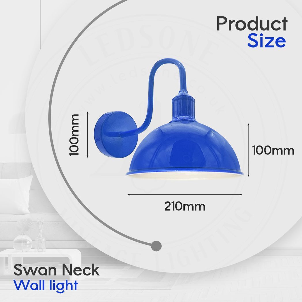 Modern Industrial 2 Pack Swan Neck Metal Arm E27 Sconce Wall Light Set Fixture for Living Room Dining Room Kitchen.