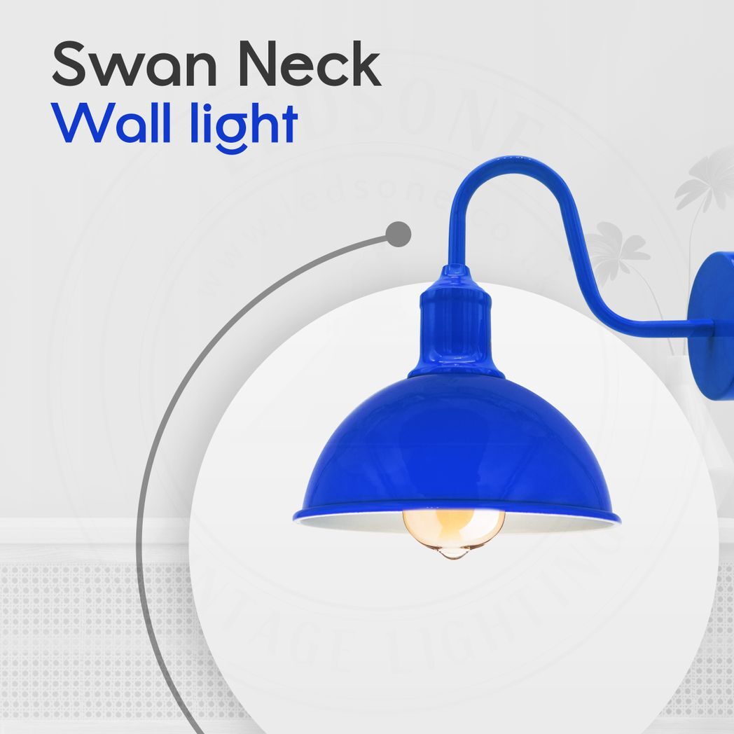 Modern Industrial 2 Pack Swan Neck Metal Arm E27 Sconce Wall Light Set Fixture for Living Room Dining Room Kitchen.