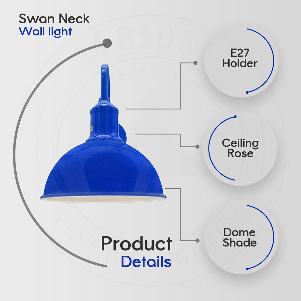 Modern Industrial 2 Pack Swan Neck Metal Arm E27 Sconce Wall Light Set Fixture for Living Room Dining Room Kitchen.