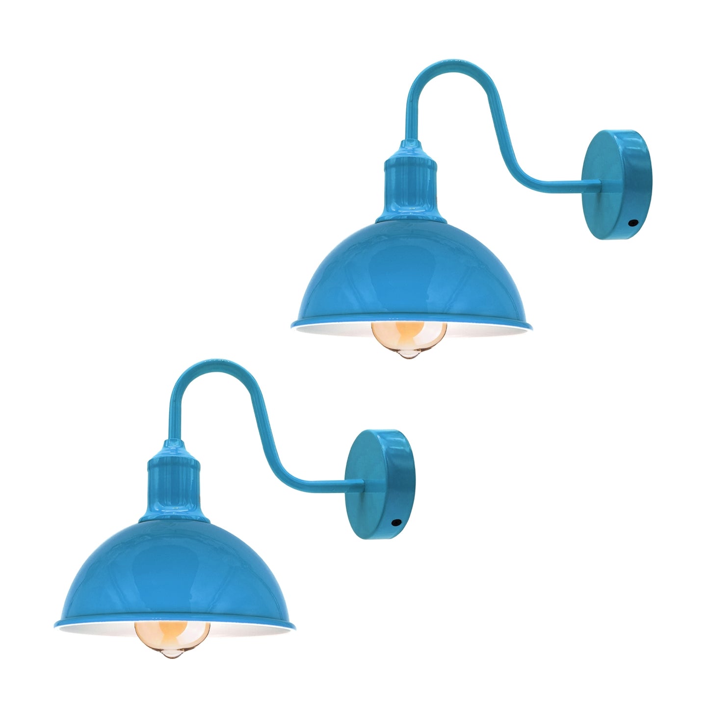 Modern Industrial 2 Pack Swan Neck  Metal Arm E27 Sconce Wall Light Set Fixture for Living Room Dining Room Kitchen.