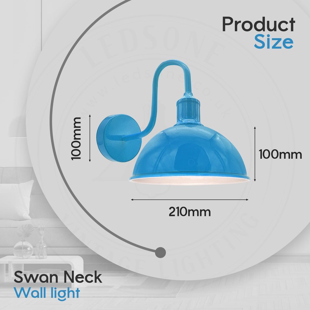 Modern Industrial 2 Pack Swan Neck  Metal Arm E27 Sconce Wall Light Set Fixture for Living Room Dining Room Kitchen.