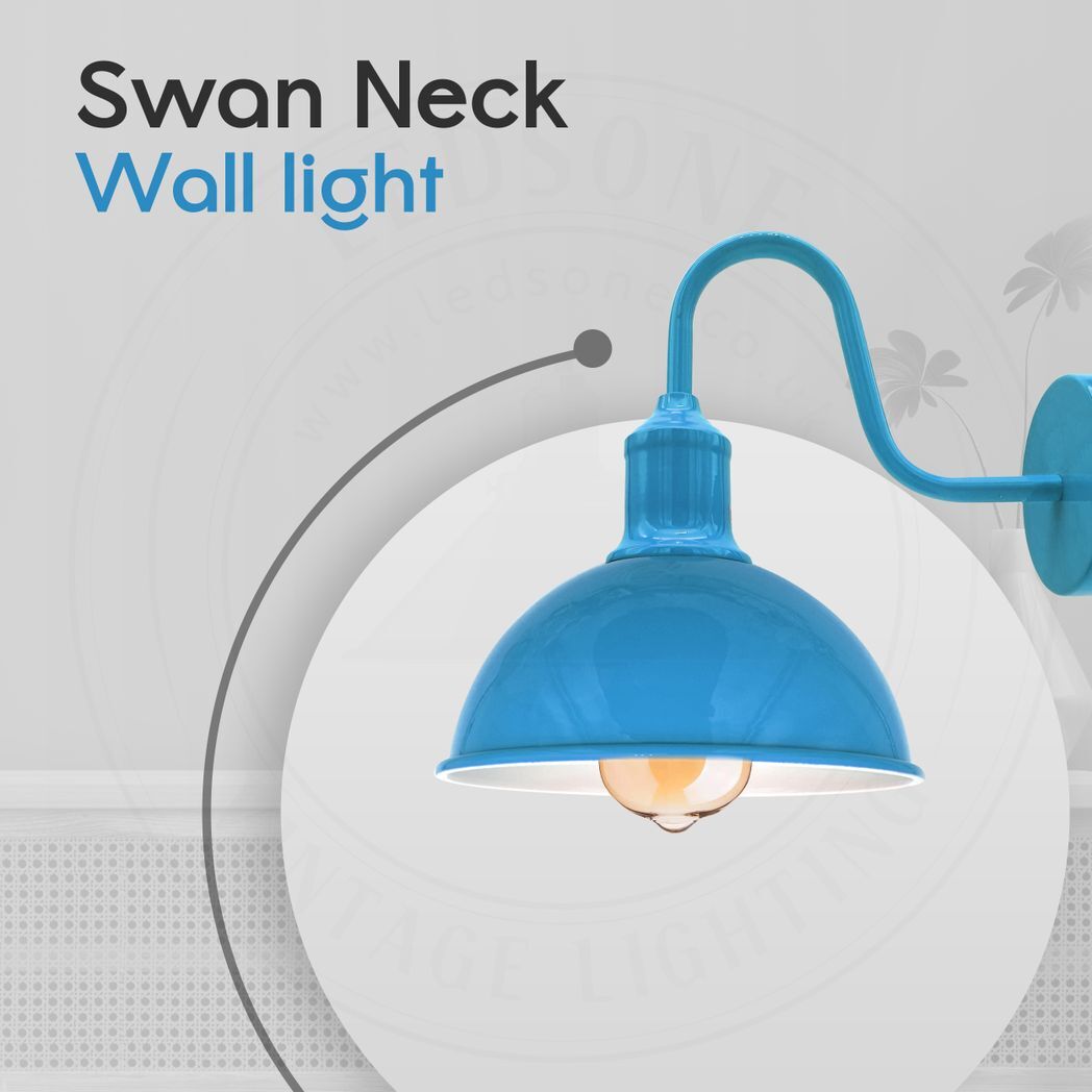 Modern Industrial 2 Pack Swan Neck  Metal Arm E27 Sconce Wall Light Set Fixture for Living Room Dining Room Kitchen.