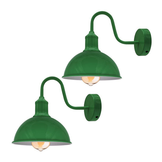 Modern Industrial 2 Pack Swan Neck Metal Arm E27 Sconce Wall Light Set Fixture for Living Room Dining Room Kitchen.