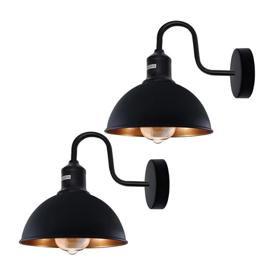 Modern Industrial 2 Pack Swan Neck Metal Arm E27 Sconce Wall Light Set Fixture for Living Room Dining Room Kitchen.