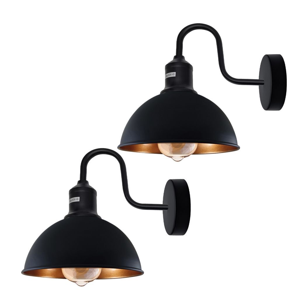 Modern Industrial 2 Pack Swan Neck Metal Arm E27 Sconce Wall Light Set Fixture for Living Room Dining Room Kitchen.