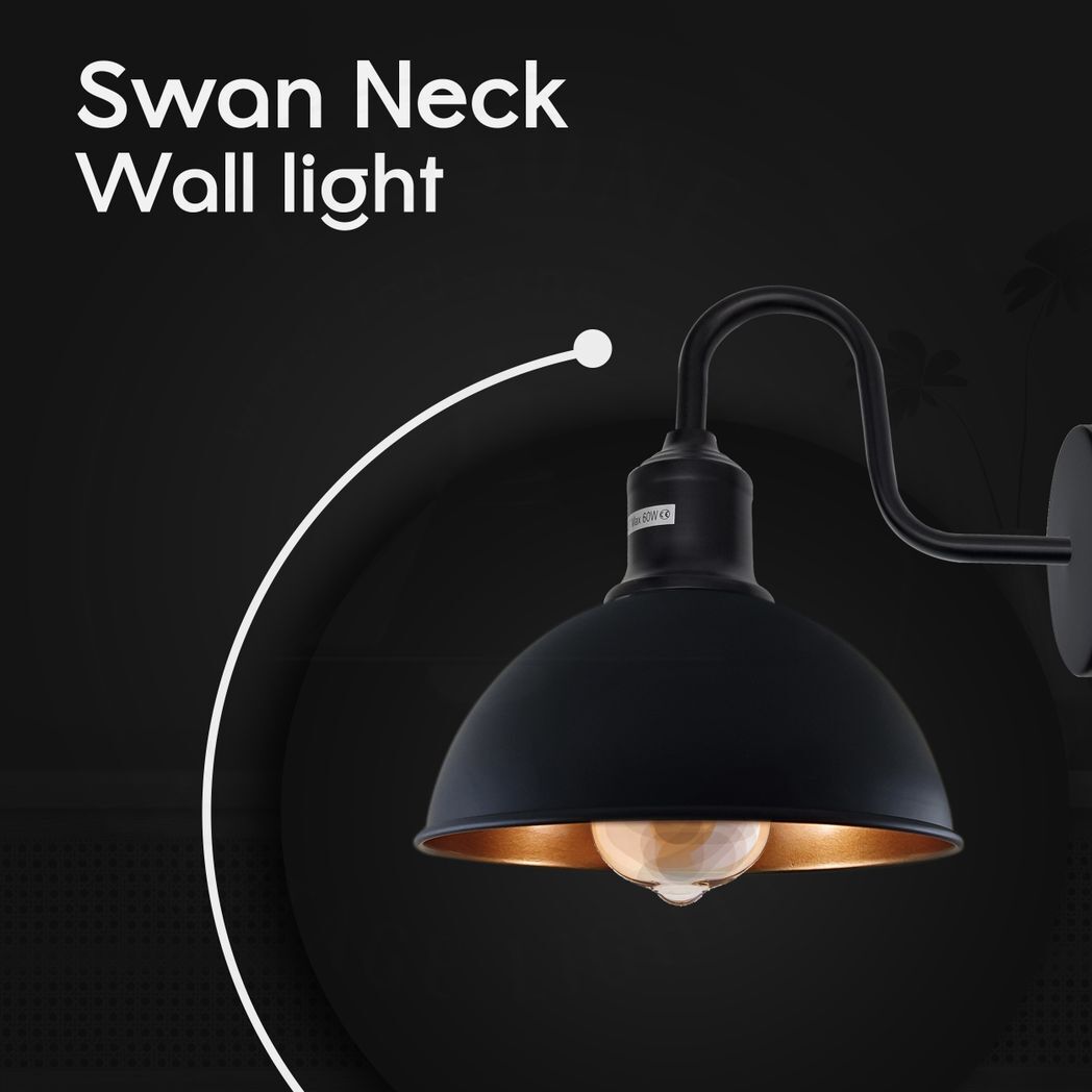 Modern Industrial 2 Pack Swan Neck Metal Arm E27 Sconce Wall Light Set Fixture for Living Room Dining Room Kitchen.