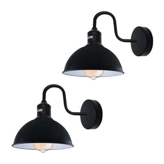 Modern Industrial 2 Pack Swan Neck Metal Arm E27 Sconce Wall Light Set Fixture for Living Room Dining Room Kitchen.